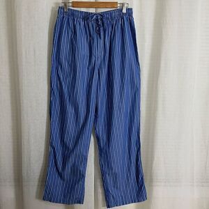 Brooks Brothers M Blue Green White Vertical Stripe 💯Cotton Drawstring PJ Pants